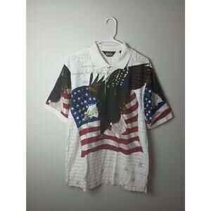 Guide Gear Polo Shirt Front back graphic Men's Patriotic USA‎ Flag Eagle Large